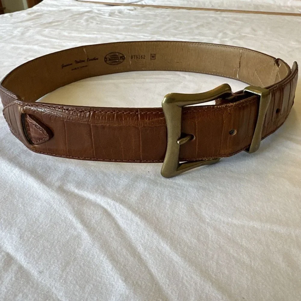 Fossil Men's‎ Belt Genuine Italian Leather Brown Brass Buckle Size Medium